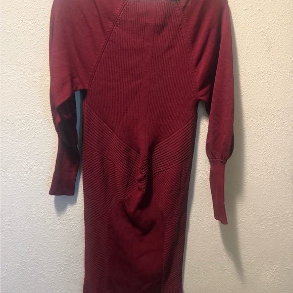 Gabrielle Union/New York & Company Maroon V-Neck Sweater Dress - Picture 3 of 4